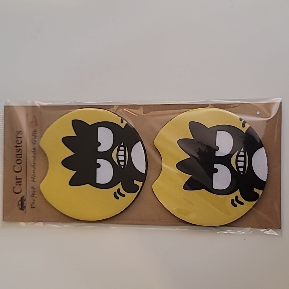 Penguin Car Coaster Handmade Reuseable Neoprene Set of 2 Cup Holder